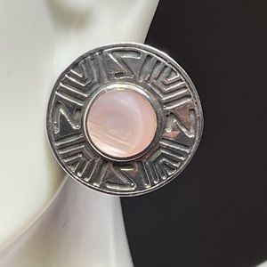 Vintage sterling silver and rose quartz earrings